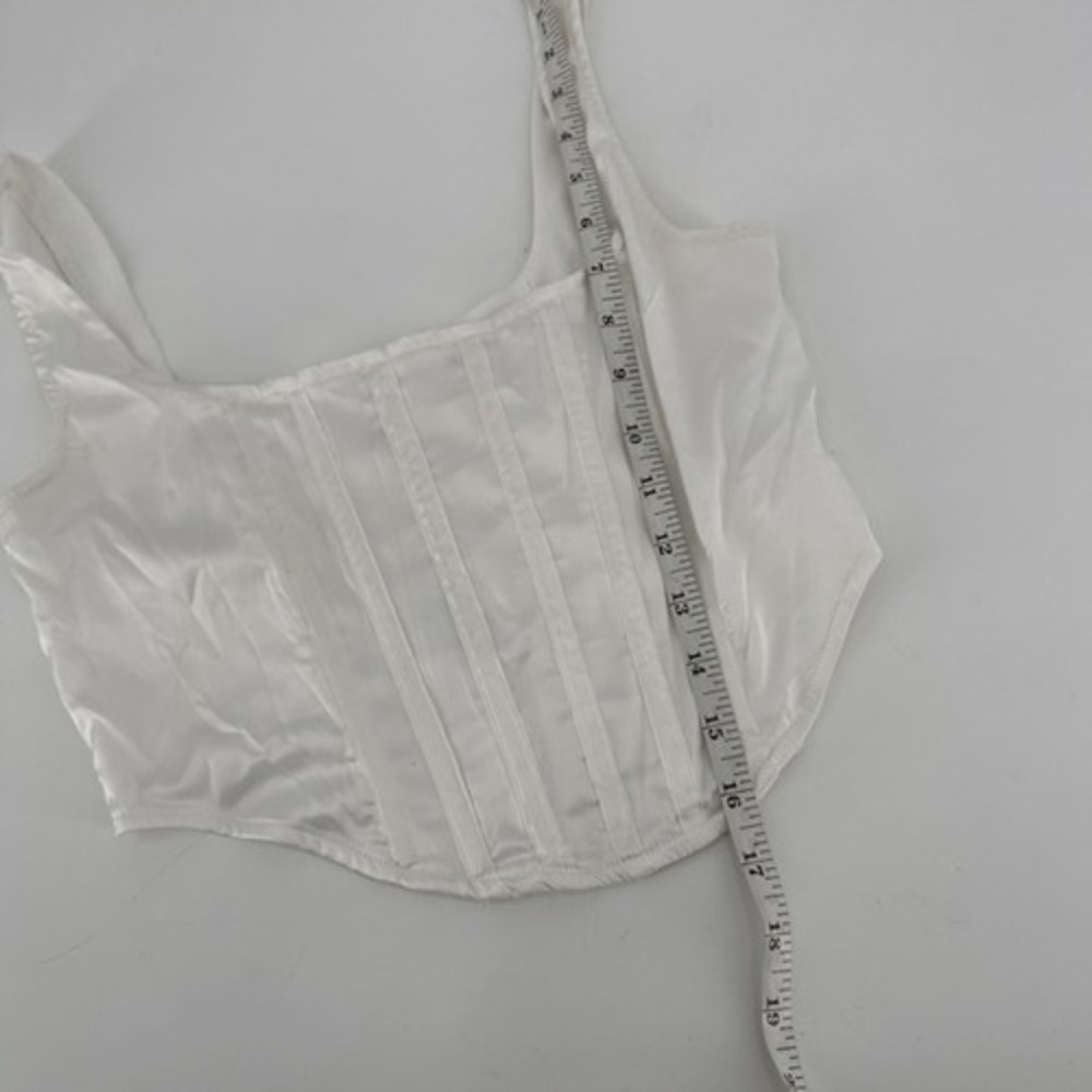stassie x missguided white satin corset top Size 4 Boning Crop Back Zip‎ white - Picture 4 of 7